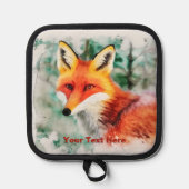 赤お洒落キツネ 鍋敷き (正面)