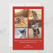 赤お洒落クリスマスフォトコラージホリデーカード 案内状 (裏面)