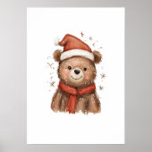 赤お洒落スカーフ付きサンタベア ポスター (正面)