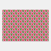 赤お洒落チューリップ花スケッチパターン（の模様が）ある ラッピングペーパーシート (正面3)