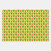 赤お洒落チューリップ花スケッチパターン（の模様が）ある ラッピングペーパーシート (正面2)