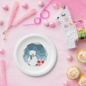 赤お洒落プレゼントの小さなホッキョクグマ ペーパープレート (パーティー)