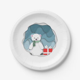 赤お洒落プレゼントの小さなホッキョクグマ ペーパープレート