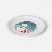 赤お洒落プレゼントの小さなホッキョクグマ ペーパープレート (アングル)