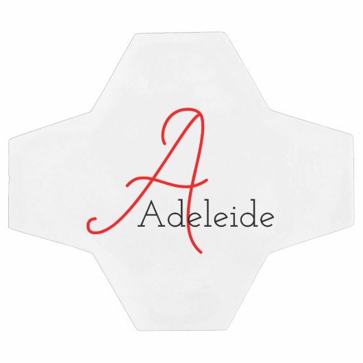 赤お洒落モノグラパーソナライズされたム サッカーボール (フラット)