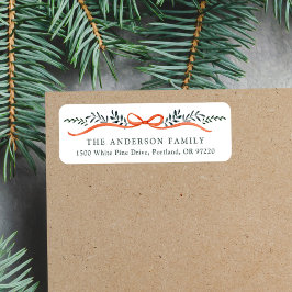 赤お洒落リボン差出人住所 ラベル