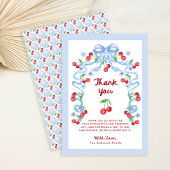 赤お洒落レトロさくらんぼ | 赤ちゃんシャワー サンキューカード