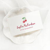 赤お洒落レトロさくらんぼ | QRコード 名刺