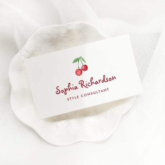 赤お洒落レトロさくらんぼ | QRコード 名刺