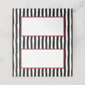 赤お洒落付き黒と白のストライプ プレイスカード (外部開封)