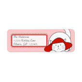 赤お洒落帽子差出人住所の猫 ラベル (正面)