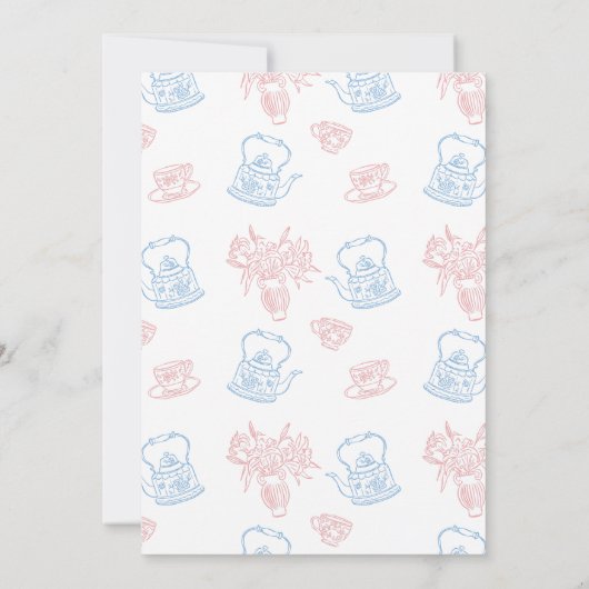 赤お洒落描ちゃんシャワーのお母さんのお茶 招待状 (裏面)