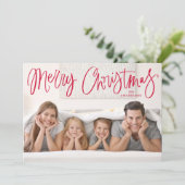 赤お洒落文字メリークリスマスフォト シーズンカード (スタンド正面)
