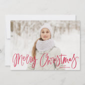 赤お洒落文字メリークリスマスフォト シーズンカード (正面)