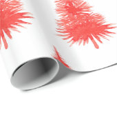 赤お洒落水色クリスマスツリーパターン ラッピングペーパー (ロールコーナー)