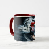 赤お洒落流スポーツカー車の マグカップ (正面左)