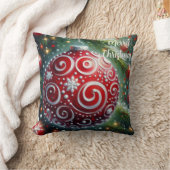 赤お洒落白オーナメント渦巻き季節性 クッション (ブランケット)