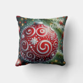 赤お洒落白オーナメント渦巻き季節性 クッション (裏面)