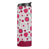 赤お洒落白ハート花フローラ名 タンブラー (回転左)