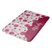 赤お洒落白ハート花フローラ名 バスマット (アングル)