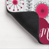 赤お洒落白ハート花フローラ名 マウスパッド (コーナー)