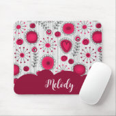 赤お洒落白ハート花フローラ名 マウスパッド (マウス)