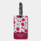 赤お洒落白ハート花フローラ名 ラゲッジタグ (裏面縦)
