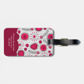 赤お洒落白ハート花フローラ名 ラゲッジタグ (裏面横)