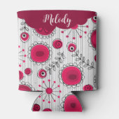 赤お洒落白ハート花フローラ名 缶クーラー (裏面)