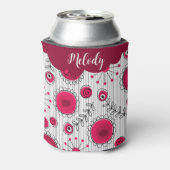 赤お洒落白ハート花フローラ名 缶クーラー (缶裏面)