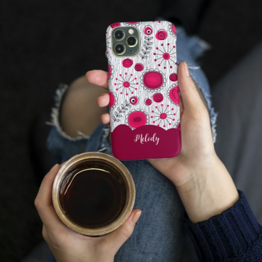 赤お洒落白ハート花フローラ名 Case-Mate iPhoneケース