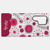 赤お洒落白ハート花フローラ名 SAMSUNG GALAXYケース (裏面横)