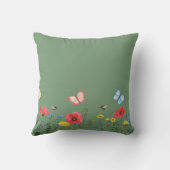 赤お洒落緑の野草蝶の名前 クッション (裏面)