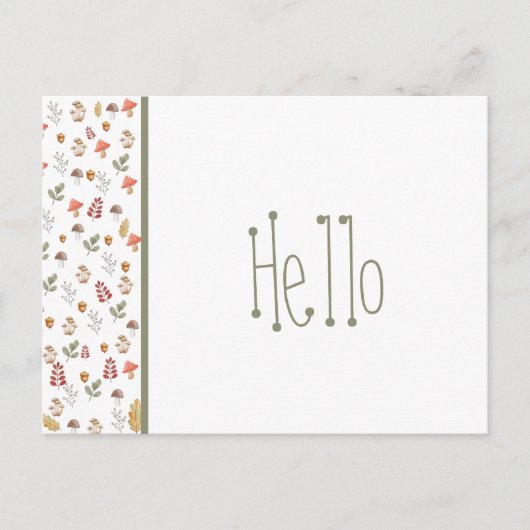 赤お洒落緑茶キノコとコーン ポストカード (正面)