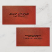 赤お洒落革 | エンボスレタリング 名刺 (正面/裏面)