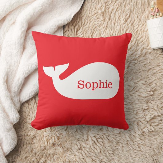 赤お洒落鯨パーソナライズされたの子供 クッション (ブランケット)