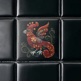 赤お洒落鳥 タイル