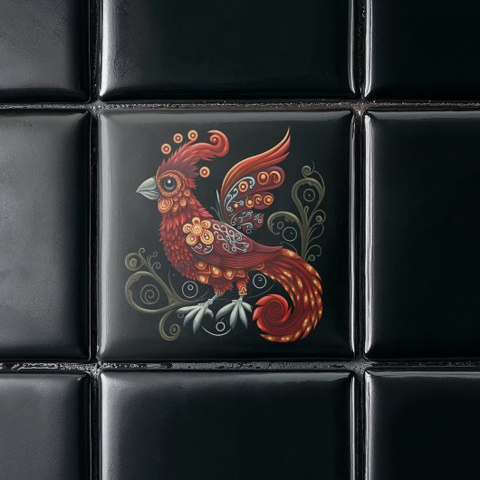 赤お洒落鳥 タイル