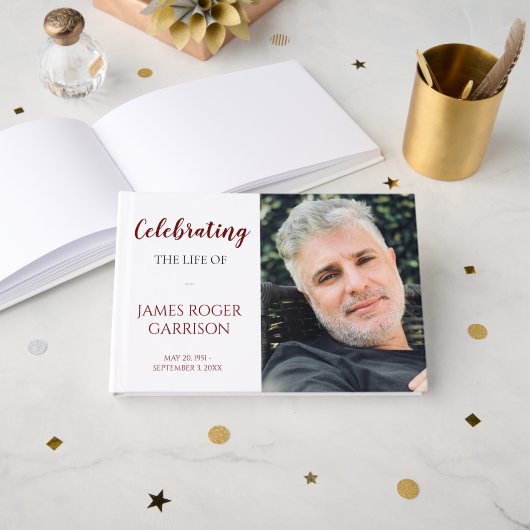 赤お祝い記念写真 ゲストブック (正面見開き)