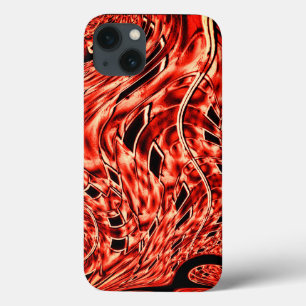 赤からサンゴ色に映し出された曲がった四角形 iPhone 13ケース