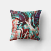 赤からシアン色の汚れやスクラッチのあるテクスチャ クッション (裏面)