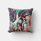 赤からシアン色の汚れやスクラッチのあるテクスチャ クッション (正面)