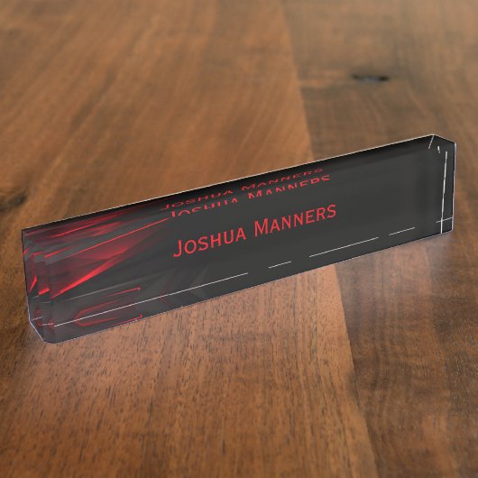 赤からポイント抽象デザイン デスクネームプレート (側面)