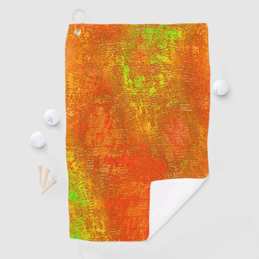 赤からライムに溝と肌の汚れ絵を描た ゴルフタオル (インサイチュ)
