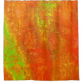 赤からライムに溝と肌の汚れ絵を描た シャワーカーテン (正面)