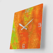 赤からライムに溝と肌の汚れ絵を描た スクエア壁時計 (傾斜)