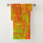 赤からライムに溝と肌の汚れ絵を描た バスタオルセット (インサイチュ)