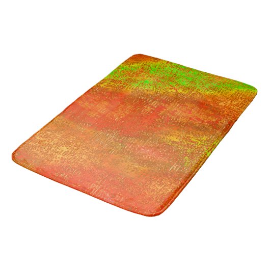 赤からライムに溝と肌の汚れ絵を描た バスマット (アングル)