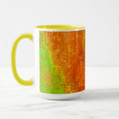 赤からライムに溝と肌の汚れ絵を描た マグカップ (左)