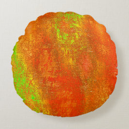 赤からライムに溝と肌の汚れ絵を描た ラウンドクッション